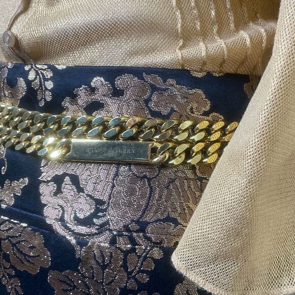 Ralph Lauren Collection * Y2K Brass Cuban Chain Link Double Wrap ID Plaque Belt - Picture 12 of 15